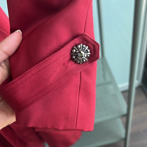 Rickie Freeman By Teri Jon Silk Red Formal Trench Coat - Picture 6 of 10